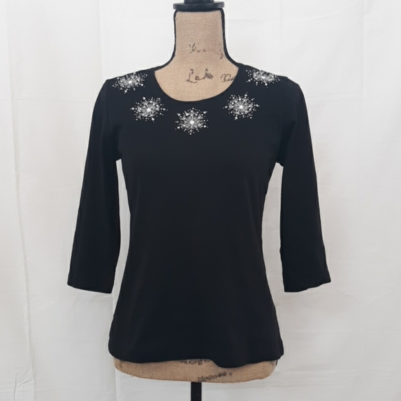 Alia Tops - Alia Ladies Black Blouse sz. Petite